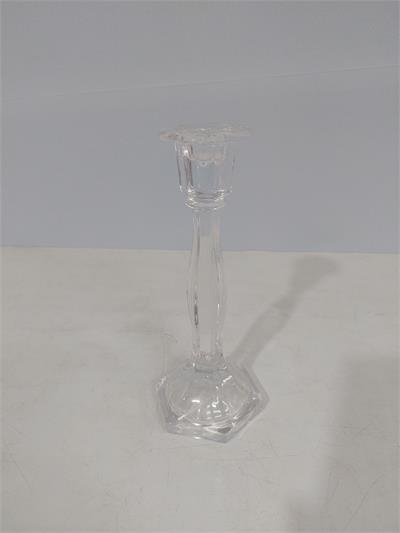 Castiçal de Vidro Base Hexagonal 23Cm X 6Cm - BB Festas Aluguel 