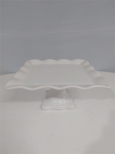 Porta Doce Quadrado Babado/G Branco 15Cm Alt X 28Cm Diametro - BB Festas Aluguel 
