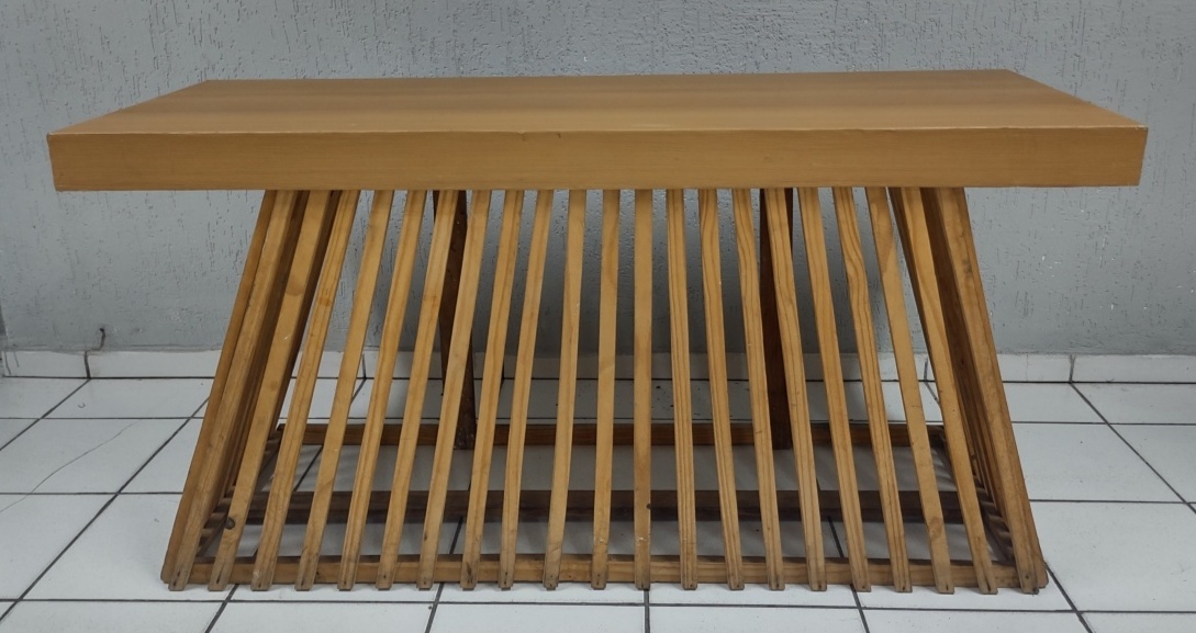 Mesa Retangular Rústica Com Pé Ripado  1,80M X 60Cm - BBFestasAluguel 