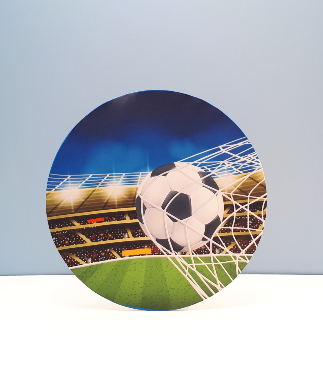 Painel Sublimado Redondo Bola de Futebol Na Rede 60Cm  - BB Festas Aluguel 