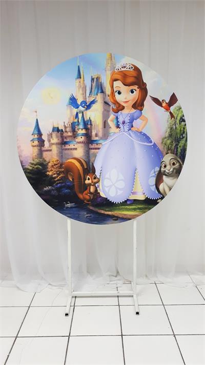 Painel Sublimado Redondo Princesa Sofia 1,30Cm - BB Festas Aluguel 