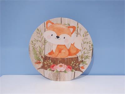 Painel Sublimado Redondo Raposa Sem Chápeu 60Cm - BB Festas Aluguel 