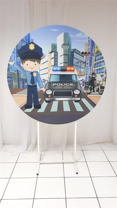 Painel Sublimado Redondo Policial 1,30Cm - BB Festas Aluguel 