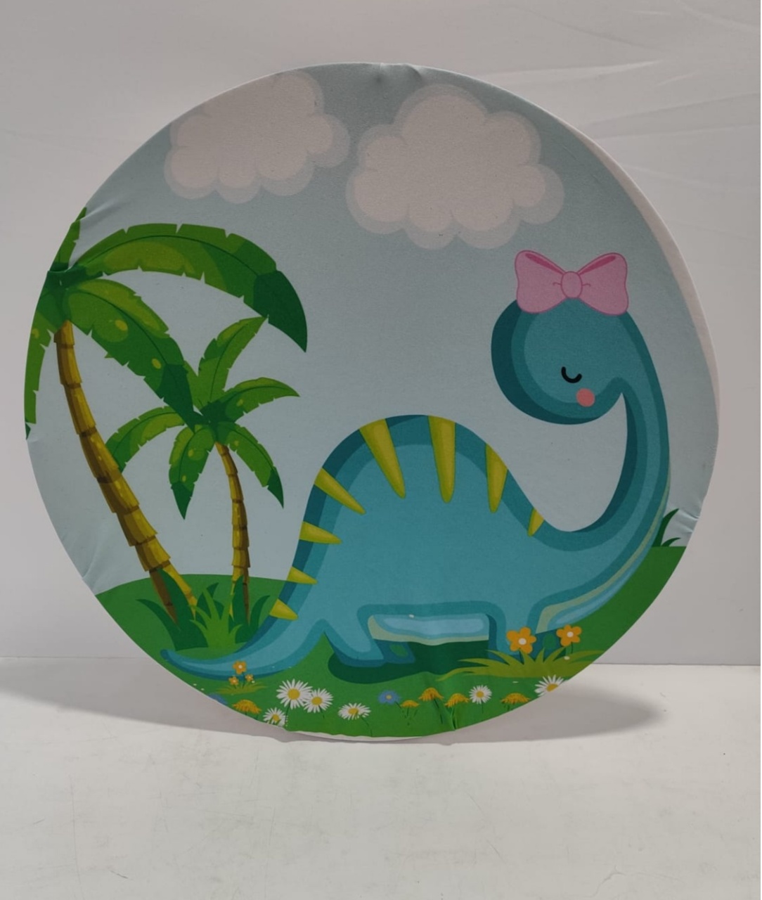 Painel Sublimado Redondo Dinossauro Azul 60Cm - BBFestasAluguel 