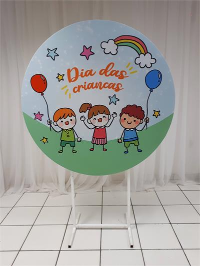 Painel Sublimado Redondo Dia das Crianças 2 1,30Cm - BB Festas Aluguel 