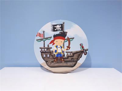 Painel Sublimado Redondo Pirata  60Cm - BB Festas Aluguel 