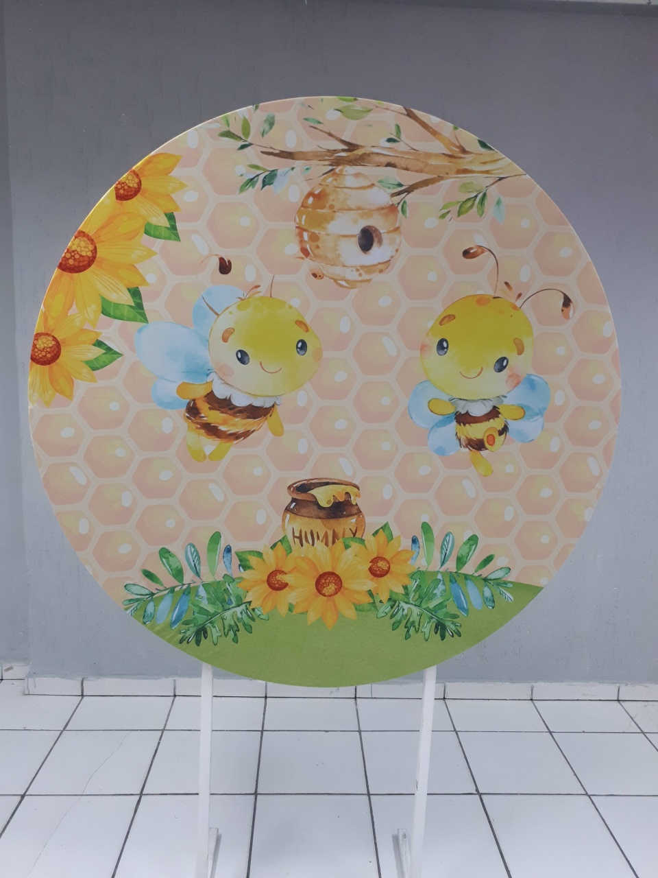 Painel Sublimado Redondo Abelhas 1,30Cm  - BB Festas Aluguel 