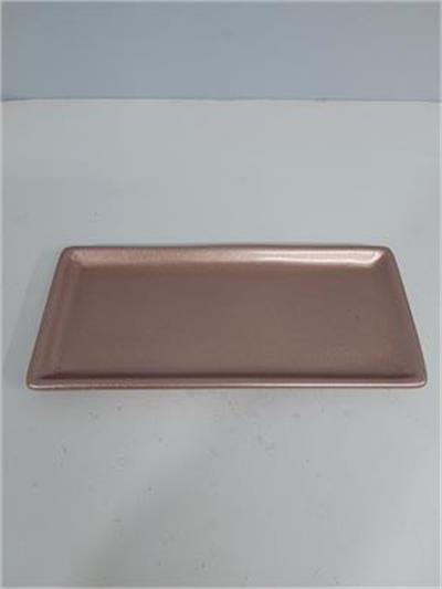 Bandeja Retangular Reta Sem Pé Rosé Gold Alt2Cm 14Cm X 29Cm - BB Festas Aluguel 