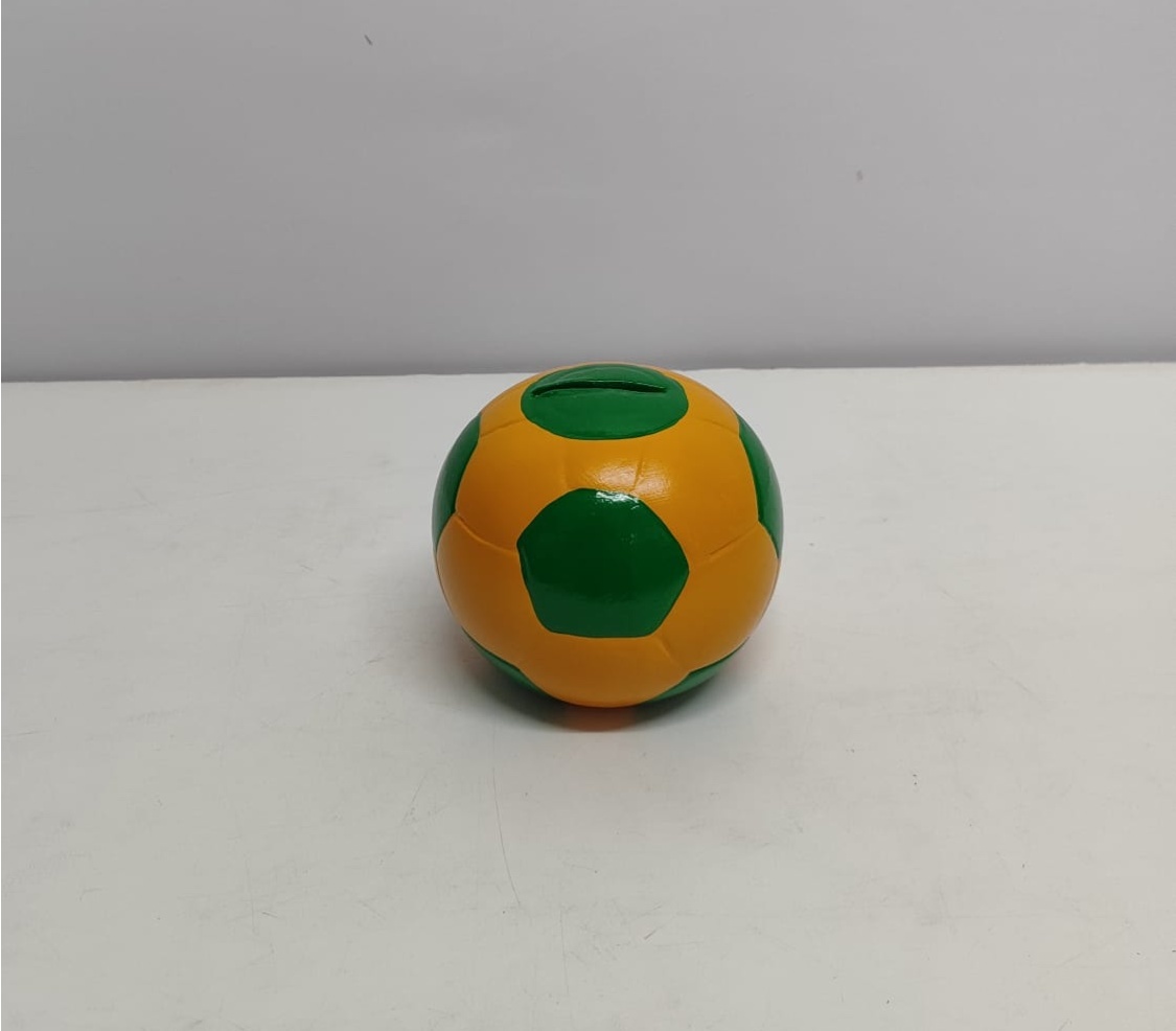 Bola de Futebol Decorativa Amarelo/Verde 12Cm Diametro  - BB Festas Aluguel 