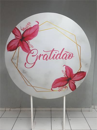 Painel Sublimado Redondo Gratidão 2 1,30Cm - BB Festas Aluguel 