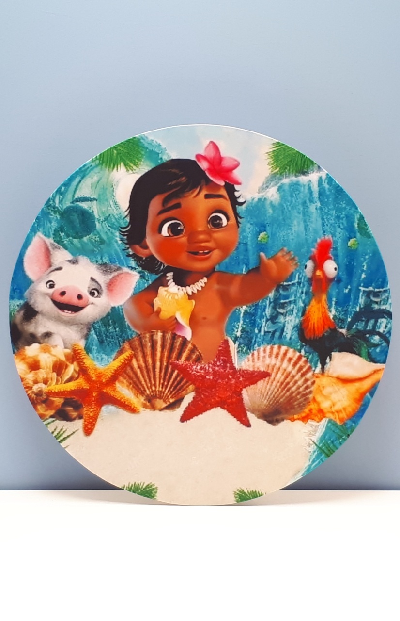 Painel Sublimado Redondo Moana Bebe 60Cm - BB Festas Aluguel 