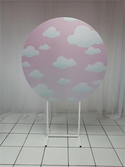 Painel Sublimado Redondo Ceu Rosa 1,30Cm - BB Festas Aluguel 