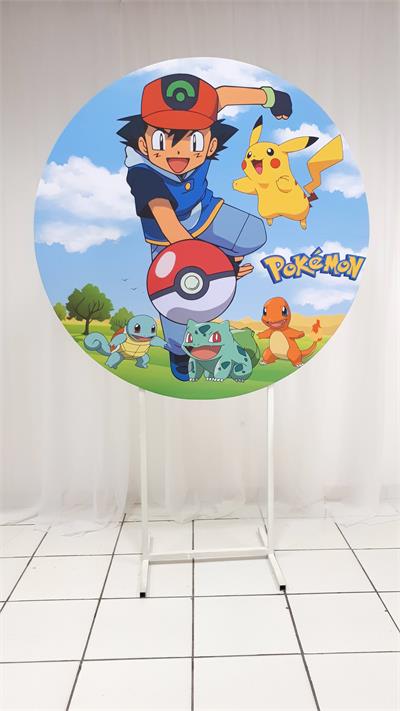 Painel Sublimado Redondo Pokemon 1,30Cm - BB Festas Aluguel 