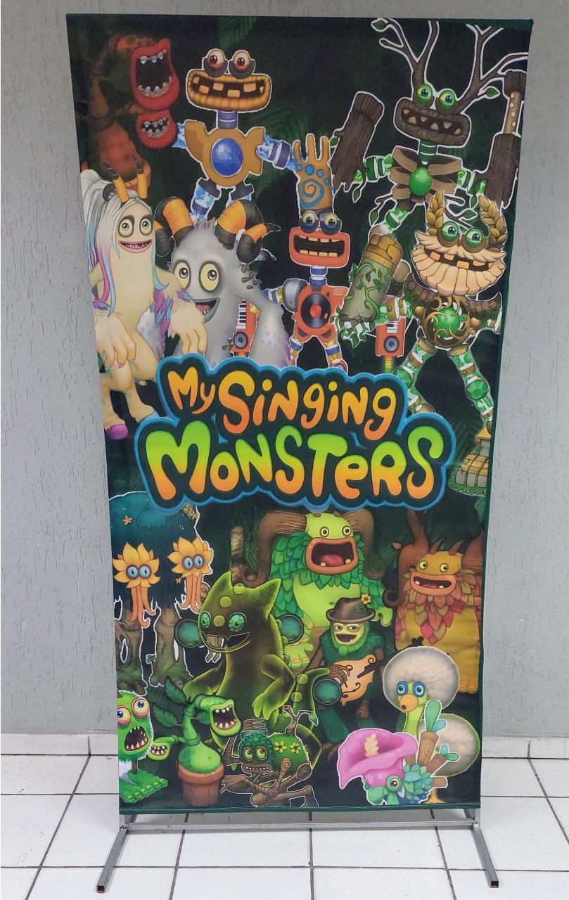 Tecido Retangular Lateral Singing Monsters (Bb Festas) 2M Alt. X 1M Larg - BBFestasAluguel 