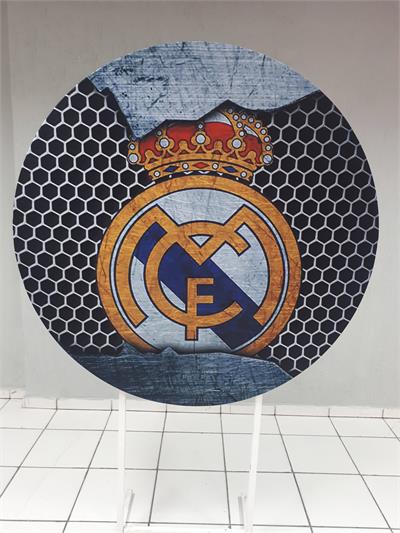 Painel Sublimado Redondo Real Madrid 1,30Cm - BB Festas Aluguel 