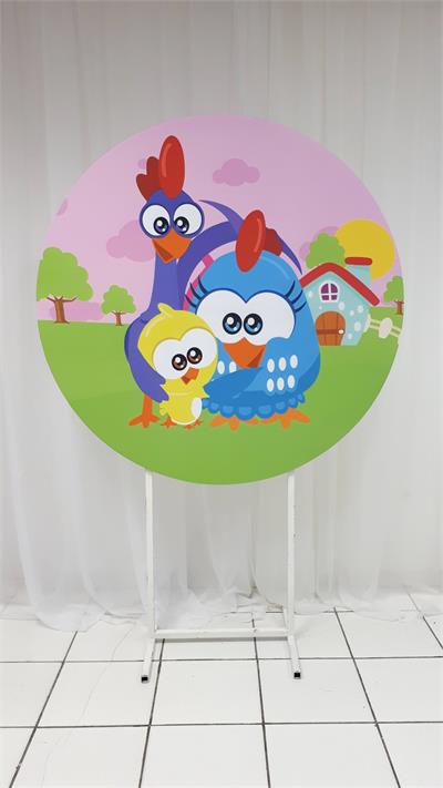 Painel Sublimado Redondo Galinha Pintadinha 1,30Cm - BB Festas Aluguel 