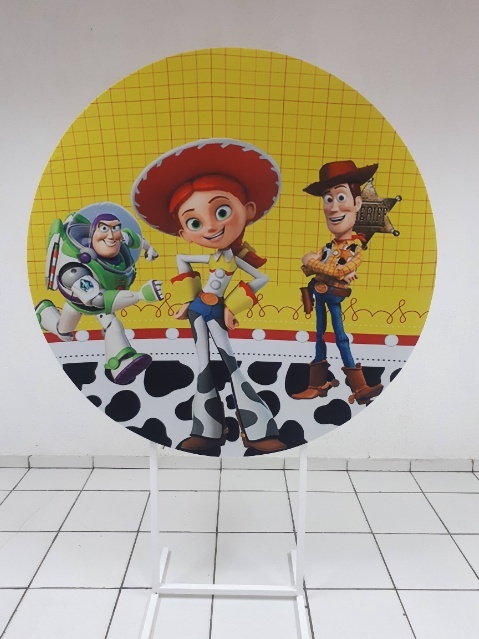 Painel Sublimado Redondo Toy Story 1,30Cm - BB Festas Aluguel 