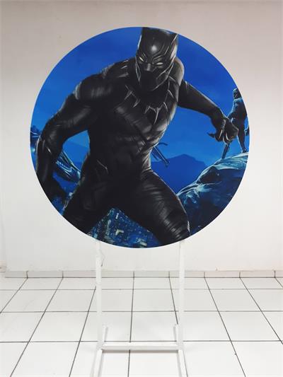 Painel Sublimado Redondo Pantera Negra 1,30Cm - BB Festas Aluguel 
