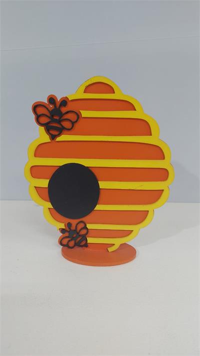 Totem Colmeia Abelha  Em Mdf 25Cm X 20Cm - BB Festas Aluguel 