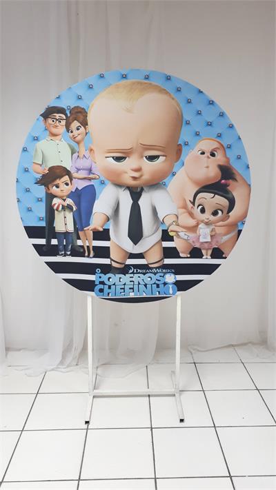 Painel Sublimado Redondo Família O Poderoso Chefinho 1,30Cm - BB Festas Aluguel 