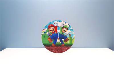 Painel Sublimado Redondo Mario E Luigi (Super Mario) 60Cm - BB Festas Aluguel 