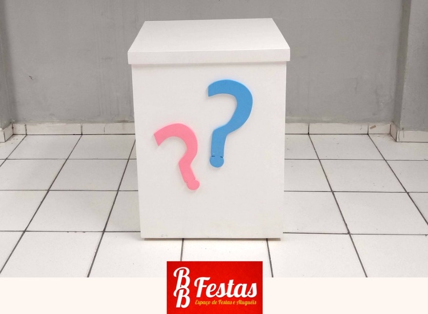 Caixa Revelação Mdf Branca (Chá Baby) - BB Festas Aluguel 