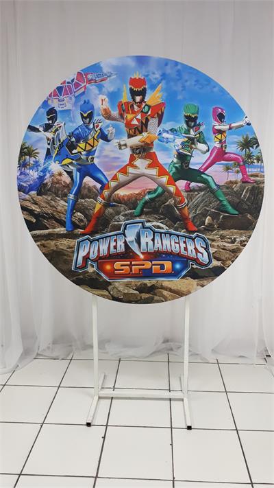 Painel Sublimado Redondo Power Rangers 1,30Cm - BB Festas Aluguel 