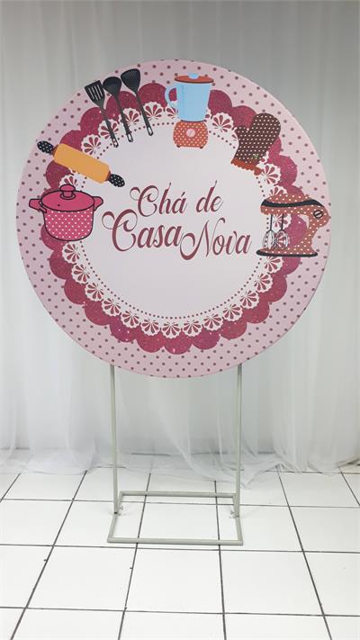 Painel Sublimado Redondo Cha de Panela 1,30Cm - BB Festas Aluguel 