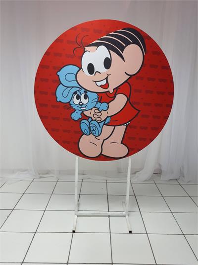 Painel Sublimado Redondo Monica Com Sansão 1,30Cm - BB Festas Aluguel 