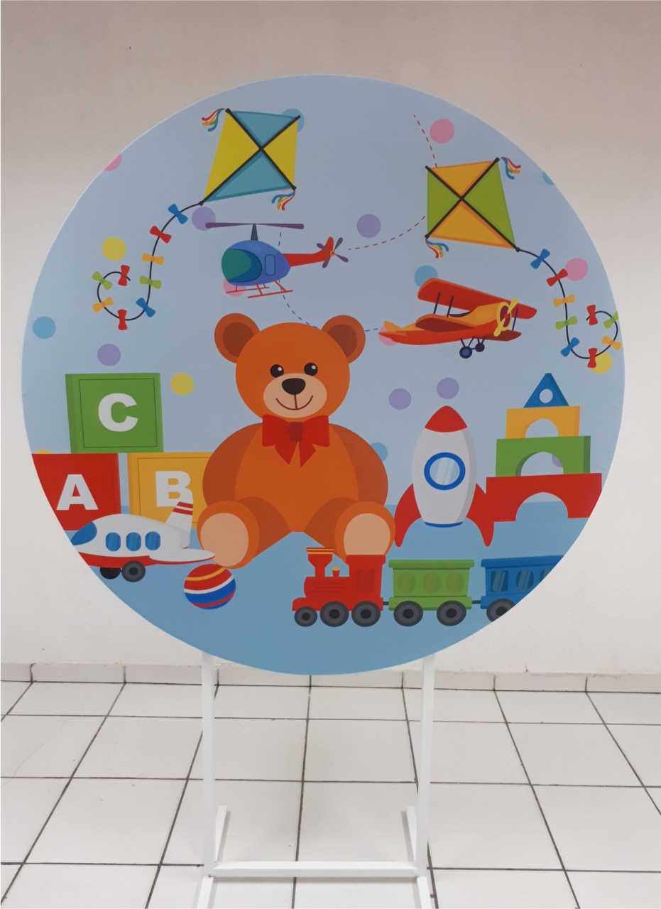 Painel Sublimado Redondo Abc 2 1,30Cm - BBFestasAluguel 