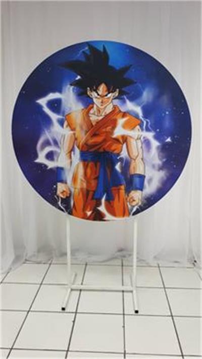 Painel Sublimado Redondo Goku 1,30Cm - BB Festas Aluguel 