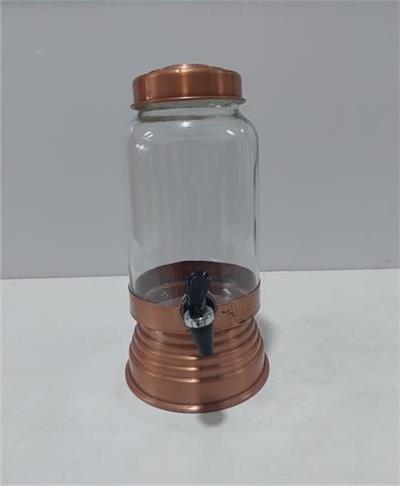 Suqueira Vidro Com Metal Rosé 3L 34Cm Alt X 15Cm Diametro - BBFestasAluguel 
