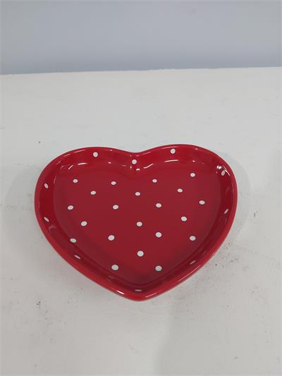 Bandeja Coração P Vermelho Poá 3Cm Alt 16Cm Larg X 18Cm Comp - BB Festas Aluguel 