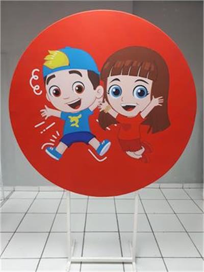 Painel Sublimado Redondo Lucas Neto E Gi 1,30Cm - BB Festas Aluguel 