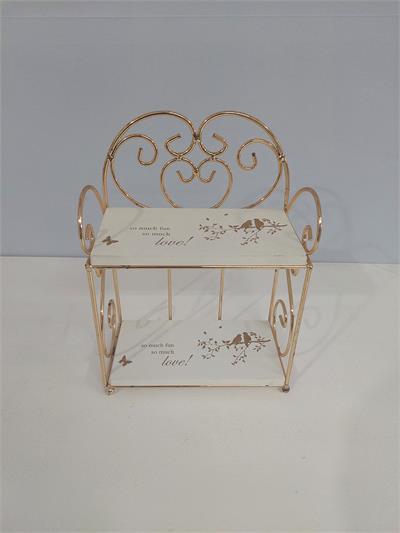 Estante de Mesa Retangular Branco Com Dourada Alt 24Cm X 18Cm X 8Cm - BB Festas Aluguel 