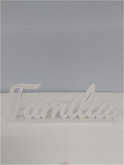 Letreiro Família Mdf Branco Alt 12Cm X 34Cm X 5Cm - BB Festas Aluguel 