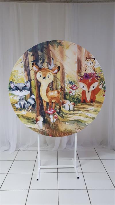 Painel Sublimado Redondo Bosque Encantado 1,30Cm - BB Festas Aluguel 