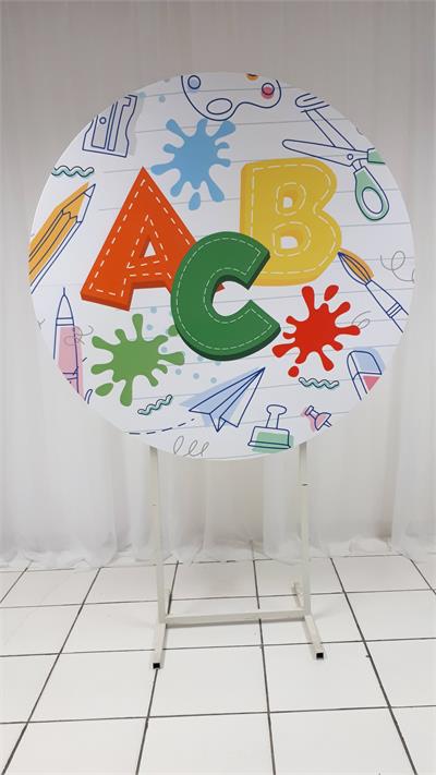 Painel Sublimado Redondo Abc 1,30Cm - BB Festas Aluguel 