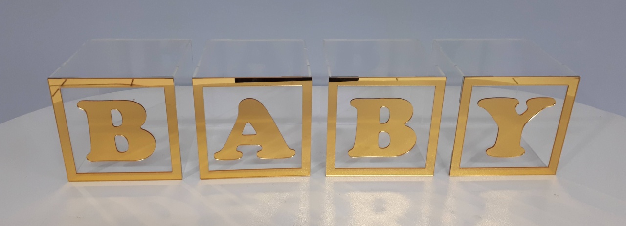 Cubo Baby Acrílico  - BB Festas Aluguel 