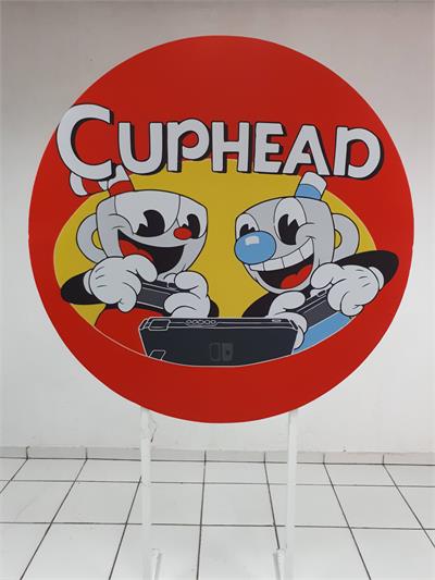 Painel Sublimado Redondo Cuphead 1,30Cm - BB Festas Aluguel 