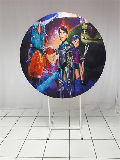 Painel Sublimado Redondo Caçadores de Trolls 1,30Cm - BB Festas Aluguel 
