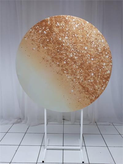 Painel Sublimado Redondo Gliter Dourada 1,30Cm - BB Festas Aluguel 
