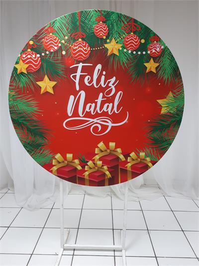 Painel Sublimado Redondo Árvore Feliz Natal 1,30Cm - BB Festas Aluguel 