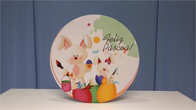 Painel Sublimado Redondo Feliz Páscoa  60Cm - BB Festas Aluguel 