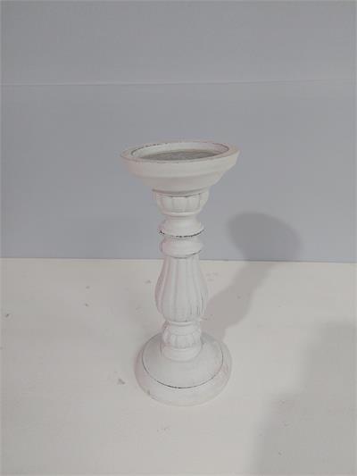 Castiçal Baixo Trabalhado Branco 25Cm X 10Cm - BB Festas Aluguel 