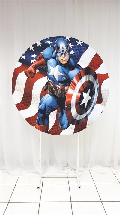 Painel Sublimado Redondo Capitao America 1,30Cm - BB Festas Aluguel 