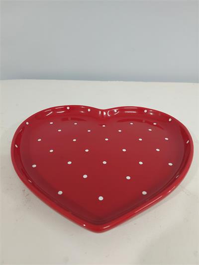 Bandeja Coração/G Vermelho Poá 3Cm Alt 24Cm Larg X 27Cm Comp - BB Festas Aluguel 
