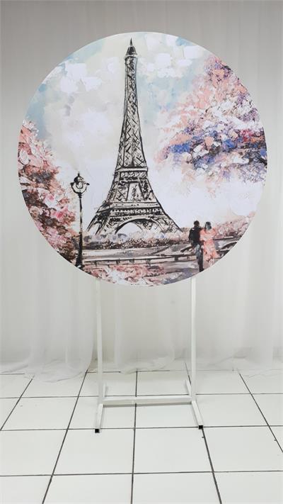 Painel Sublimado Redondo Paris 1,30Cm - BB Festas Aluguel 