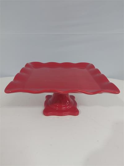 Porta Doce Quadrado Babado/G Vermelho 15Cm Alt X 28Cm Diametro - BB Festas Aluguel 