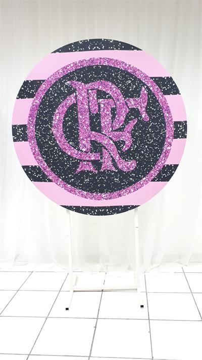 Painel Sublimado Redondo Flamengo Rosa 1,30Cm - BB Festas Aluguel 